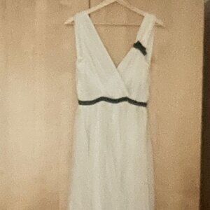 Vintage White Pleated Chiffon Draped Dress w/ Black Bow detail (SML) NWT NYE
